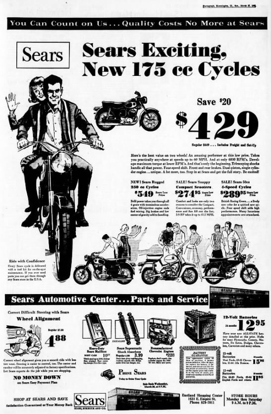 Sears exciting new 175 cc cycles